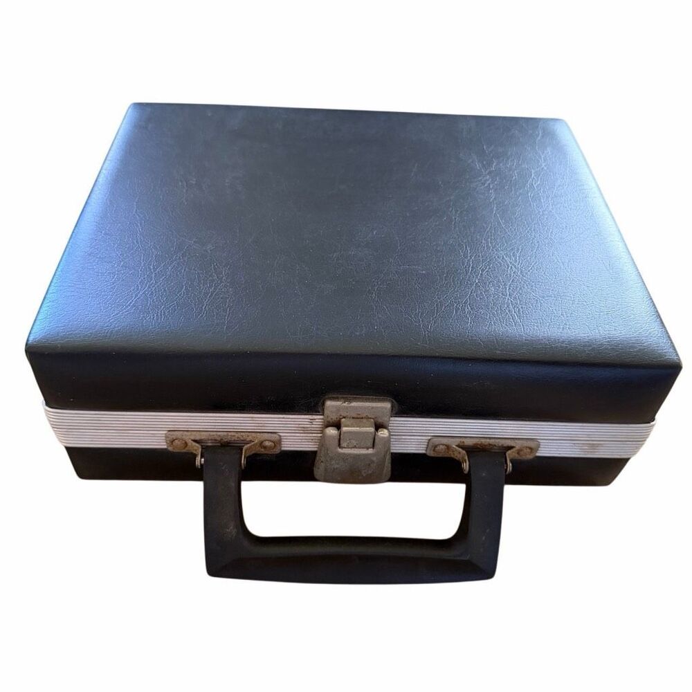 VTG BMI Cassette Tape Carrying Case Black Faux Leather 24 Slot Holder 70s 80s